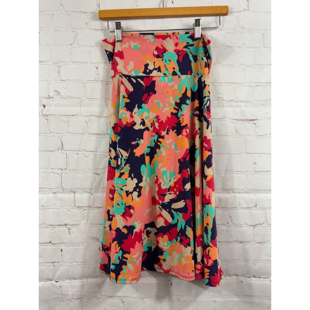Lularoe Midi Skirt Womens Size Small Multicolor Stretchy Pull On Casual